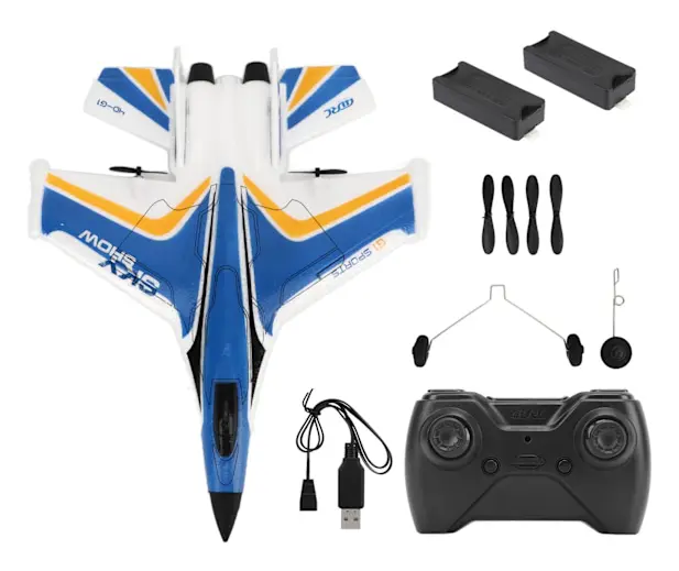 RC Glider Plane Lättvikt flexibel fjärrkontroll flygplan med LED-ljus för barn Blå 2 batteri