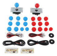 2-spelare DIY Arcade-kit USB-brädspelet Encoder Joystick Arcade-knappar Set för vänner samling Blå och Röd