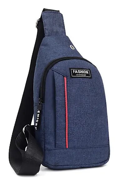 Herr Bärbar Casual En Axelsport Sling Väska Multi Zip Ficka (Blå)