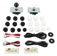2-spelare DIY Arcade Kit USB-brädespel Encoder Joystick Arcade-knappar Set för vänner Samling Svart och Vit