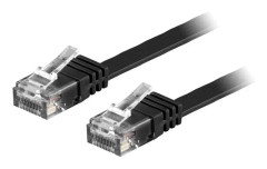 DELTACO U/UTP Cat6 patchkabel,flat,guldplätterade kontakter,20m,svart