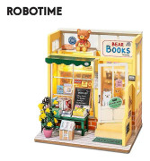 Robotime Rolife DIY Mind-Find Bokhandel Dockhus med Möbler Barn Vuxen Miniatyr Dockhus Trä Kits Leksak DG152