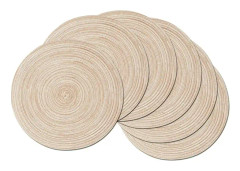 Dww-38x38cm-Set om 6 runda bomullsplaceringsmattor Tvättbara värmebeständiga halkfria placeringsmatta Julrund beige placeringsmatta Dekoration för