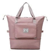 Dww - Rosa färg - Justerbar resväska för kvinnor och män, lätt och hopfällbar sportväska, weekendväska stor hopfällbar toteväska, stort handbagage