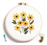 Tryckt broderityg med tvättbart förtryckt mönster, lätt att lära sig sömnad för nybörjare, broderikit för ekorre-blomdesign för