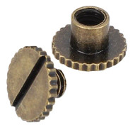30 Set Boknit Nitar Knurling Platt Mässing Läderbindningsknapp Knapp 9,5x4mm Spik 4mm Skruv (Brons)