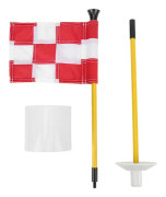 Golf Pin Flag Hole Cup Set för Mini Putting Green Flagstick Yard Practice Supplies Bärbar 2 Sektioner Avtagbar Vit Röd Rutnät