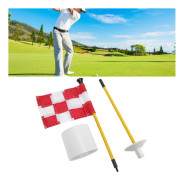 Golf Pin Flag Hole Cup Set för Mini Putting Green Flagstick Yard Practice Supplies Bärbar 2 Sektioner Avtagbar Vit Röd Rutnät