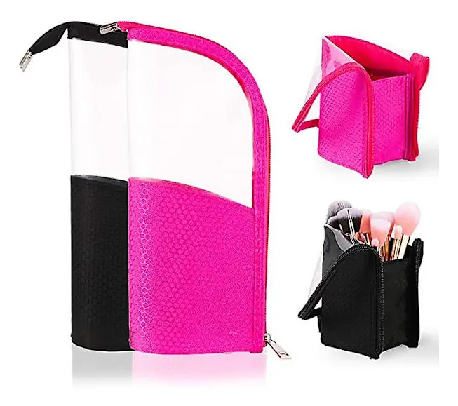Pcs Makeup Brush Bag Travel Portable Cosmetic Holder Pen Case Storage Organizer (svart * Rose Red)