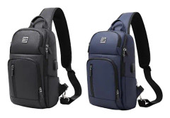 Sling Ryggsäck för Män Cross Body Axelväska med USB Vattentät Lättvikt（Svart）