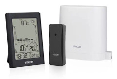 Trådlös regnmätare väderstation med termometer utomhus inomhus regnalarm klocka tid/vecka/datum display LED-bakgrundsbelysning