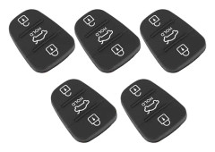 5 st Ersättningsfjärrkontrollnyckelskal i Gummi 3-knapps Pad Passar Hyundai Passar Kia (med Bokstav)-FX-
