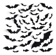 96 st 3D-fladdermusväggklistermärken för Halloween, PVC-fladdermusväggdekal klistermärke dekoration för Halloween väggfönster
