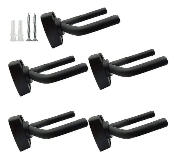 5-pack svart gitarrhängare Väggmonterad display med skruvar Passar gitarrer