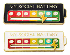 Social Battery Pin - My Social Battery Creative Lapel Pin, Fun Emotional Pin 7 Days A Week