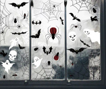 4 ark 29x37cm spindelskelett Halloween fönsterdekorationer återanvändbara dubbelsidiga fönsterdekaler