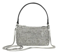 Kristall Rhinestone Crossbody Bag Damväskor Blank Mini Top Handle Tote Kedja Mesh Clutch För Fester glänsande silver rhinestones