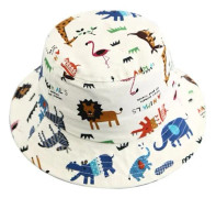 Baby Solhatt, UPF 50+ Barn Cartoon Animal Sommar Bucket Hat Justerbar med Hakrem, Lämplig för 1 - 2 år gammal (2-pack)