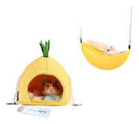Set med 2 hamsterbäddar, chinchillaburtillbehör hängmatta, hamsterhusleksaker för små djur sockerglidare ekorre chinchilla hamster råtta lek