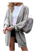 Dam lång kofta oversize långärmad tröja kofta casual stickad kappa höst ytterkläder med ficka