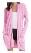 Dam Cardigan med Öppen Framdel, Fickor, Långärmad, Shrug