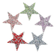 5 stjärnor strykjärn på lappar 6 cm färgade glänsande harts strass pentagram form smältlim klistermärken kläder dekoration