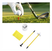 Övningsgolfhål Pol Kopp Flagga Pinne Avtagbar 2 Sektioner Golf Putting Green FlaggstångGul