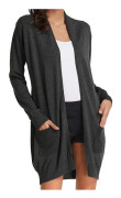 Dam Cardigan med Öppen Framdel, Fickor, Långärmad, Shrug