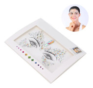 Ansiktsklistermärken med strass, glänsande glitterögon, ansiktsmakeupdekorationer för festivaler och helgdagar