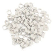 100 st/påse 8MM 001-100 Numrerade Plast Brevduva Fågel Benband Ringar (vit)