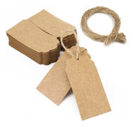 Kraftpappersetiketter, 200 st bruna etiketter + 200 st snöre presentlappar DXGHC