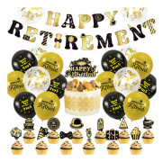 32-delad dekoration för pensionering, 18 latexballonger 13 cupcake-toppers med 1 banderoll förmonterad pensioneringsdekoration för män kvinnor för