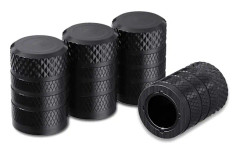 Däckventilskaftlock, Svart, 4 st/förpackning, Anodiserad aluminiumdäckventilskaftlock, Korrosionsbeständig, Universalstamskydd