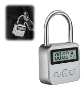 Displaylås, resväs hänglås med LCD-skärm, USB-laddningsbart hänglås kodtimerlås, för att förhindra dåliga vanor (Silver)