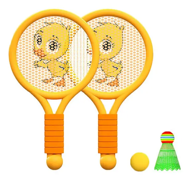 Badmintonracket Leksaksset för Barn - Lättviktigt Orange Ankunge-racket för Pojkar och Flickor Inomhus/Utomhus Åldrar 3-7