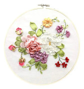 1 komplett broderikit för nybörjare 35 cm DIY tryckt blommigt bandbroderikit