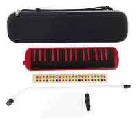Melodica 32-tangenters blåsinstrument lämplig för nybörjarövning Väska F32s (Rouge)
