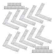 10-pack platta vinkelbeslag 80 x 80 x 1,5 mm tjockare rostfritt stål L-formade platta beslag för montering av trämöbler som bord och fönster och