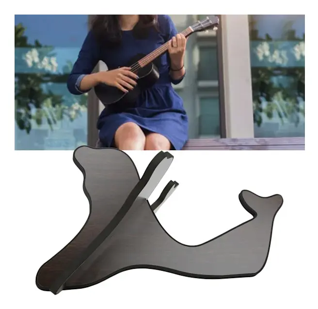 Ukulele Stativ Trä Avtagbar Gitarr Display Fäste Bärbar Stränginstrument Hållare Svart