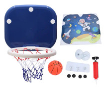 Inomhus basketkorg set hopfällbar väggmonterad sugkopp fixering mini basketkorg nät för småbarn dörr blå