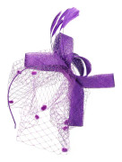 Bröllop Kvinnor Nät Mesh Brud Slöja Hattar Brudar Fascinator Huvudbonad Hår Tillbehör(Lila)