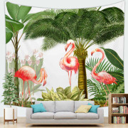 Tropisk grön flamingotapet
