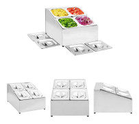The Living Store Gastronormbehållare med 4 GN 1/6 kantin rostfritt stål - Hållare för köksgeråd