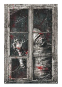 Halloween Creepy Mummy Fönster Dekorationer Halloween Skräck Gardin Dörr Fönster Täckning Fest Dekora