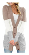 Damcardigan, casual cardigan, damtröja, stickad tröja, höst vinter ytterkläder med fickor och långa ärmar