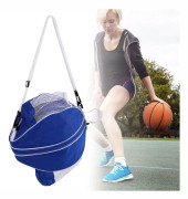 Rund basketbollväska i mesh Oxford-tyg fotbollsförvaringspåse för inomhusmotion sportBlå tyg med vita kanter