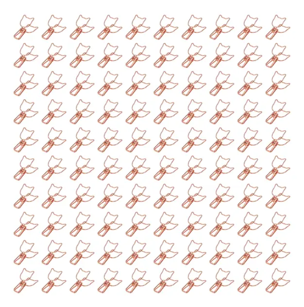 100 st Gem av papper Söta tecknade kattformade ihåliga långa klämmor Gem av papper Kontorsmaterial Roséguld