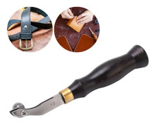 Justerbar kantfalsningsverktyg spegelreflektion rostfritt stål DIY läderfalsningsverktyg med trähandtag läderkantfalsningsverktyg 1,2 mm