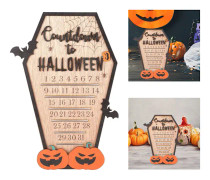 Nedräkningskalender i trä för Halloween, innovativ flyttbar träklosskalender för Halloween, adventskalender för fest- och heminredning