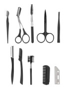 10 st Ögonbryns Grooming Kit Sax Kam Pincett Rakhyvel Set